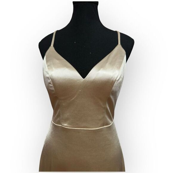 NWOT City Triangles Womens Satin Maxi Dress Champagne Size XS - Picture 2 of 10